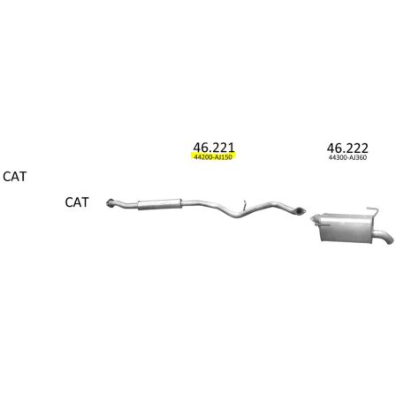 EDEX 46.221 - Subaru Outback kipufogó közép dob