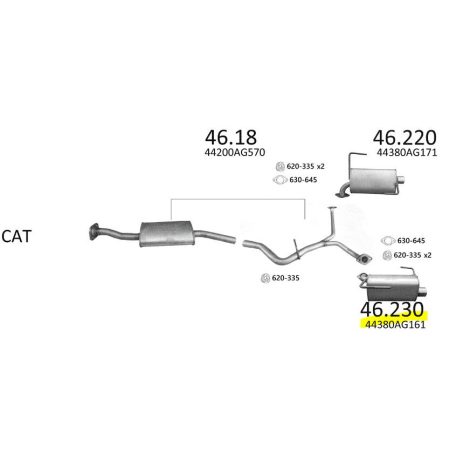 EDEX 46.230 - Subaru Forester / Outback / Legacy kipufogó