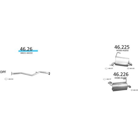 EDEX 46.26 Subaru Forester/Legacy V/Outback kipufogó cső