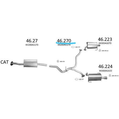 EDEX 46.270 subaru Legacy IV kipufogó cső