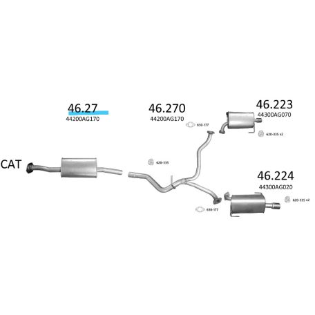 EDEX 46.27 Subaru Legacy IV kipufogó közép dob