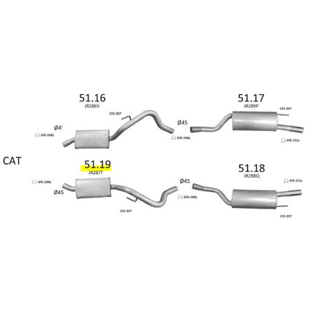 EDEX 51.19 - Jaguar XJ kipufogó közép dob