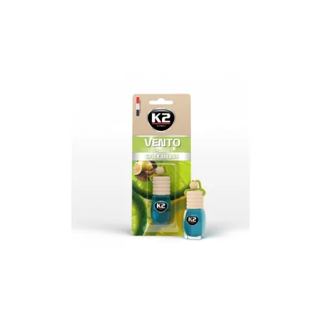K2AUTO citrus illatú légfrissítő üvegben, 8ml, VENTO SPICY CITRUS