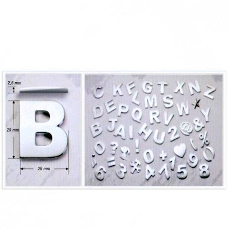 Betű/szám króm matrica, 29x29mm