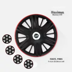 16" DÍSZTÁRCSA MAXIMUS GTR FEKETE-PIROS, 4db