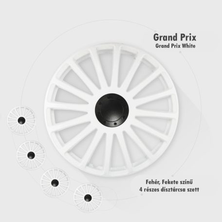 13" DÍSZTÁRCSA GRAND PRIX FEHÉR-FEKETE, 4db