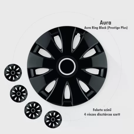 16" DÍSZTÁRCSA Aura Ring Black 4db-os garnitúra
