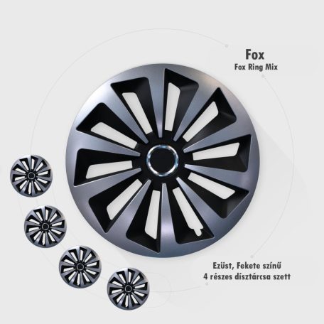 15" DÍSZTÁRCSA FOX RING MIX EZÜST-FEKETE, 4db