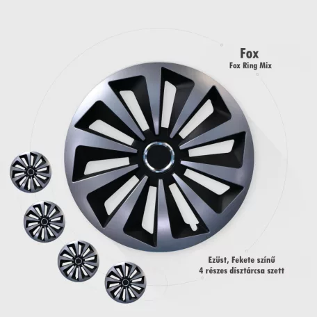 16" DÍSZTÁRCSA FOX RING MIX EZÜST-FEKETE, 4db