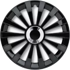   13" DÍSZTÁRCSA Meridian Ring Black 4 db, magasfényű fekete, krómozott gyűrű