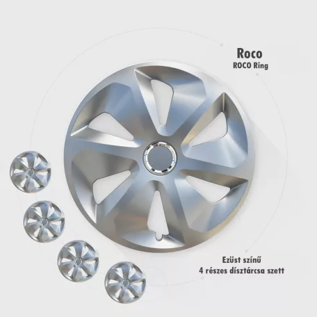 13" DÍSZTÁRCSA ROCO RING EZÜST, 4db