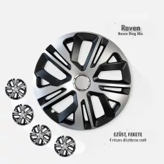 15" DÍSZTÁRCSA RAVEN RING MIX EZÜST-FEKETE, 4db