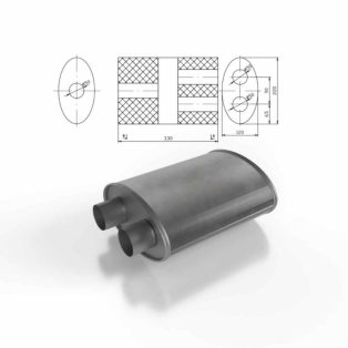 Polmo univerzális kipufogó dob, Ovál 220x120x330mm