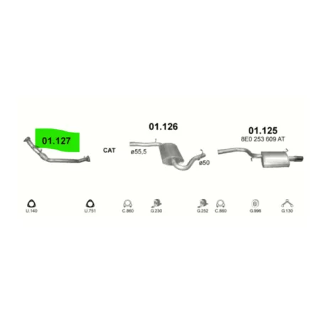POLMO 01.127 - Kipufogó gyűjtő cső AUDI A4 2.0 (2002-2004)