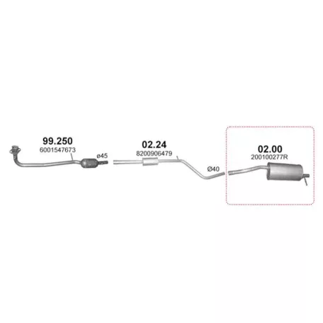 MARIX K02.00 - Kipufogó hátsó dob DACIA SANDERO 1.4, 1.6 (2007-2012)