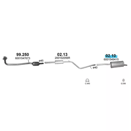 POLMO 02.10 - Kipufogó hátsó dob DACIA LOGAN 1.4, 1.6 (2007-)