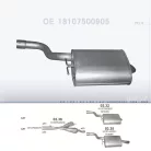 POLMO 03.32 - Kipufogó hátsó dob BMW 5 E39 2.0, 2.2, 2.5, 2.8, 3.0 (1998-2003)