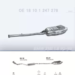   POLMO 03.21 - Kipufogó hátsó dob BMW 3 E36 1.8 (1990-2000)