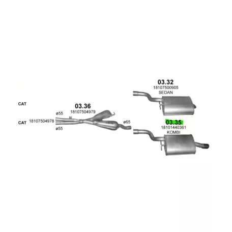 K03.35 BMW 5 E39 hátsó kipufogódob
