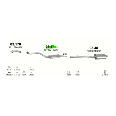 BMW 325 2.5TD 2.5TDS 90-99 Középső Kipufogó Dob - Polmo 03.47