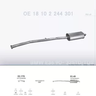   POLMO 03.49 - Kipufogó hátsó dob BMW 3 E36 2.5 TD (1992-1998)