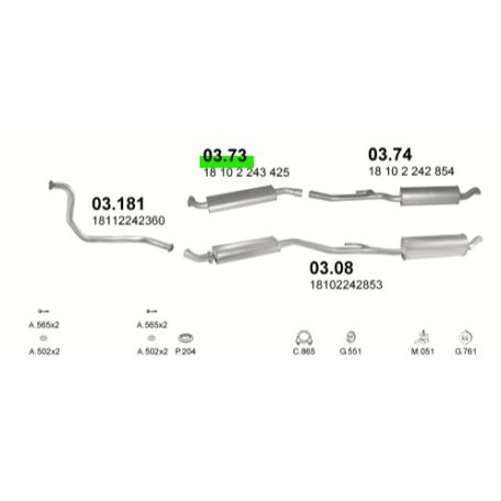 K03.73 BMW 5 E34 középső kipufogódob