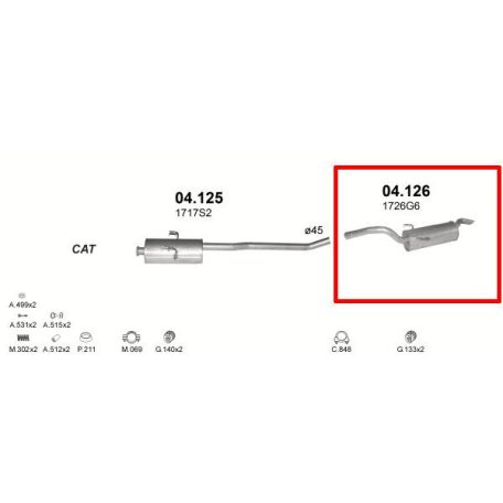 Marix 04-126 hátsó kipufogó dob – CITROEN Jumpy I, FIAT Scudo I, PEUGEOT Expert I