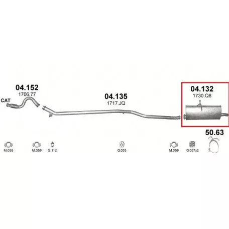 Polmo 04.132 – CITROEN, PEUGEOT Kipufogó hátsó dob