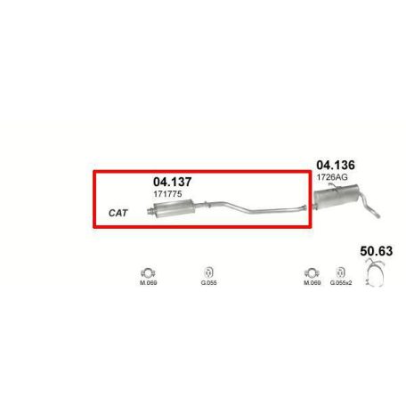 Marix 04-137 középső kipufogó dob – CITROEN Berlingo I, PEUGEOT Partner I