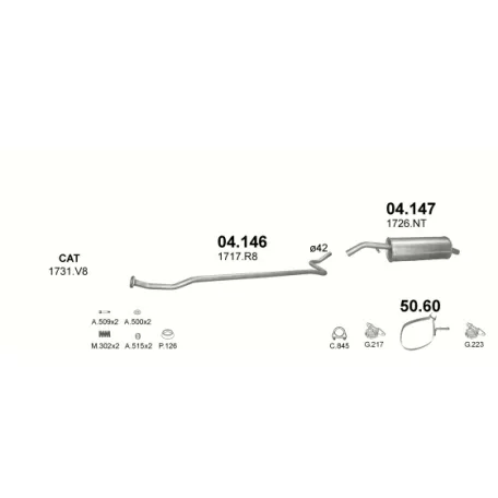 POLMO 04.147 - Kipufogó hátsó dob CITROEN C2 1.1 (2002-2005)
