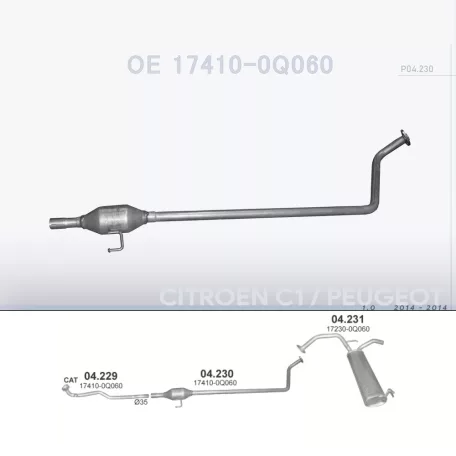 MARIX K04.230 - Kipufogó közép dob CITROEN C1 1.0 (2014-)