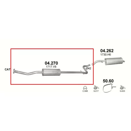 MARIX K04.270 - Kipufogó közép dob CITROEN C2 1.4 (2006-2010)