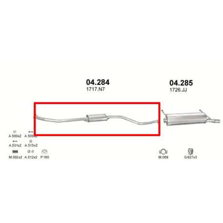Polmo 04.284 – CITROEN, PEUGEOT Középső kipufogó dob