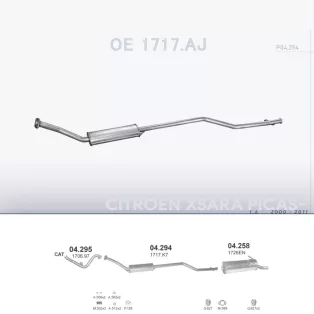   POLMO 04.294 - Kipufogó közép dob CITROEN XSARA PICASSO 1.6 (2005-2011)