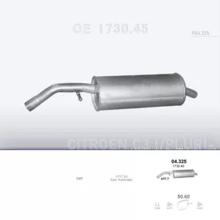POLMO 04.325 - Kipufogó hátsó dob CITROEN C3 1.6 (2002-)