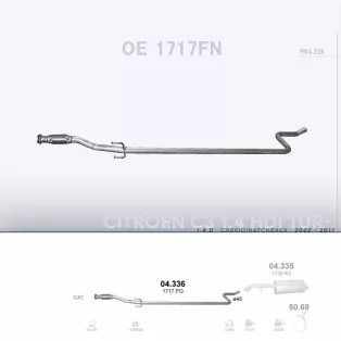   POLMO 04.336 - Kipufogó középső cső CITROEN C3 1.4 D (2002-2011)