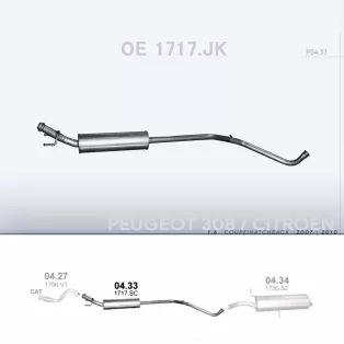   POLMO 04.33 - Kipufogó közép dob CITROEN C4 1.6 (2007-2010)