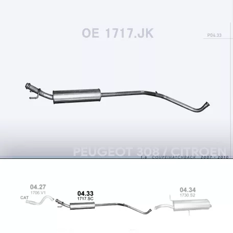 POLMO 04.33 - Kipufogó közép dob CITROEN C4 1.6 (2007-2010)