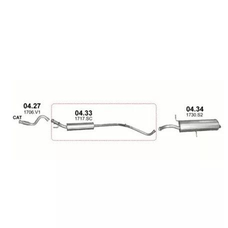 POLMO 04.33 - Kipufogó közép dob CITROEN C4 1.6 (2007-2010)