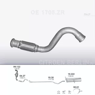   POLMO 04.27 - Kipufogó gyűjtő cső CITROEN BERLINGO 1.2, 1.6, 1.6 D (2006-2015)