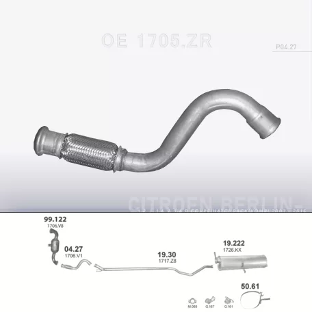 POLMO 04.27 - Kipufogó gyűjtő cső CITROEN BERLINGO 1.2, 1.6, 1.6 D (2006-2015)