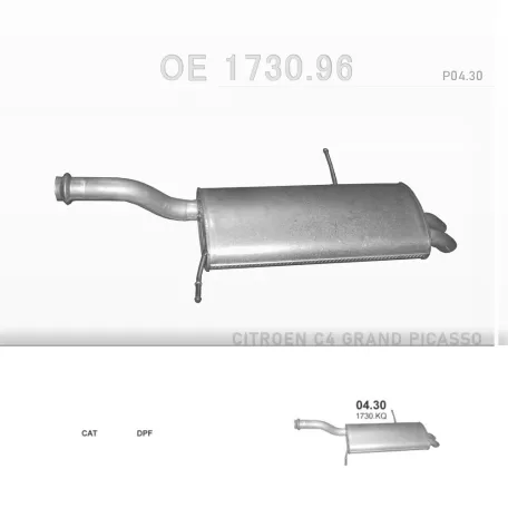 POLMO 04.30 - Kipufogó hátsó dob CITROEN C4 2.0 D (2006-)