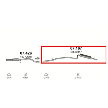 Polmo 07-167 hátsó kipufogó dob – FIAT Seicento