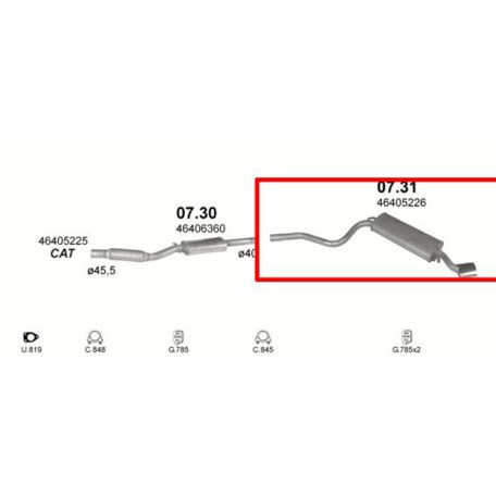 Marix 07-30 középső kipufogó dob – FIAT Cinquecento