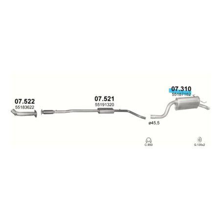 Marix 07-310 hátsó kipufogó dob – FIAT Idea, FIAT Punto II, LANCIA Musa, LANCIA Ypsilon II