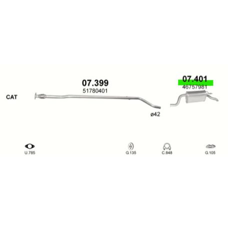 Polmo 07.401 – Fiat Punto II Kipufogó hátsó dob