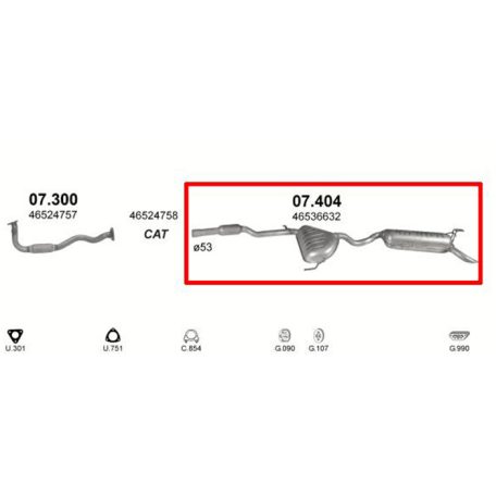 Marix 07-404 kipufogó rendszer – FIAT Brava, FIAT Bravo