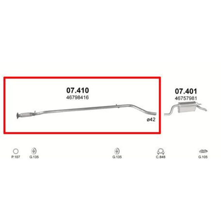 Marix 07-410 kipufogó közép cső – FIAT Punto II