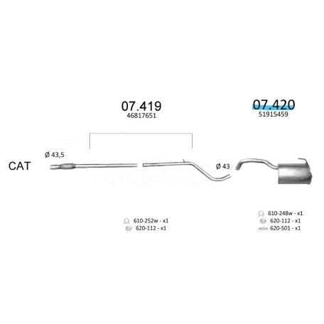 Edex 07-420 hátsó kipufogó dob