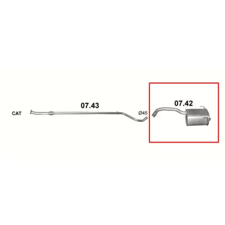 POLMO 07.42 - Kipufogó hátsó dob FIAT PANDA III 1.2 (2012-2018)